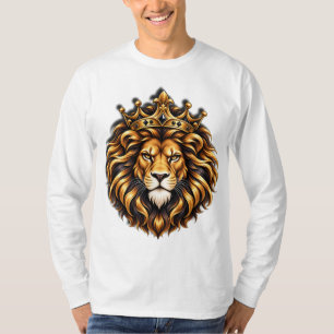 Majestätisches Löwenkönig-Krone-Gold-Schwarz-Löwen T-Shirt