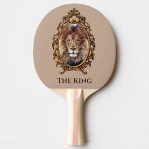 Majestätisches Löwenkönig-Vintage-Porträt zum Vate Tischtennis Schläger