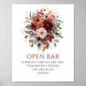 Majestätisches Marone-Boho-Eukalyptus-Open-Bar-Sch Poster (Vorne)