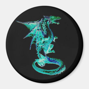 Majestätisches Meer Blau Drache Ozean Fantasie Kre Magnet