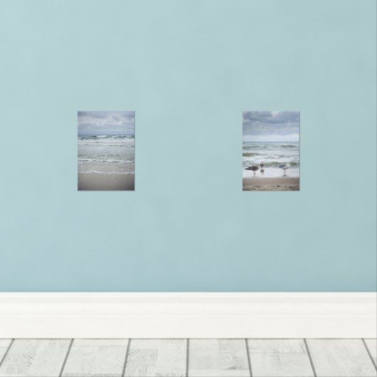 Majestätisches Meer mit Wellen unter dem stürmisch Bilderwand Sets (Holzboden)