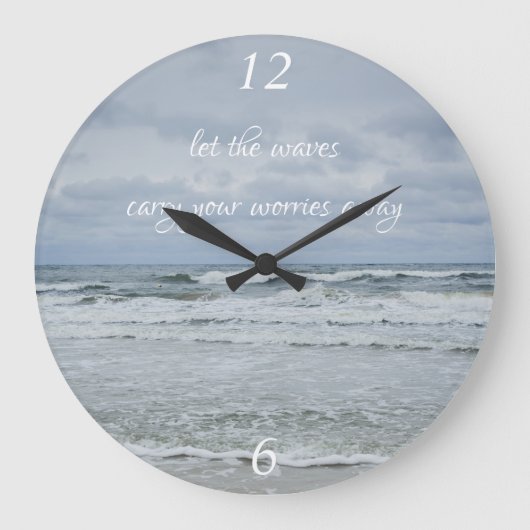 Majestätisches Meer mit Wellen unter dem stürmisch Große Wanduhr (Vorderseite)
