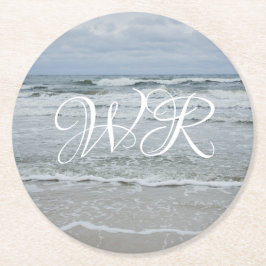 Majestätisches Meer mit Wellen unter dem stürmisch Runder Pappuntersetzer