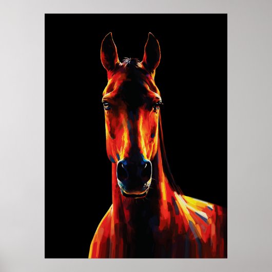 Majestätisches Pferd Feuer-Silhouette Dramatisches Poster (Vorne)