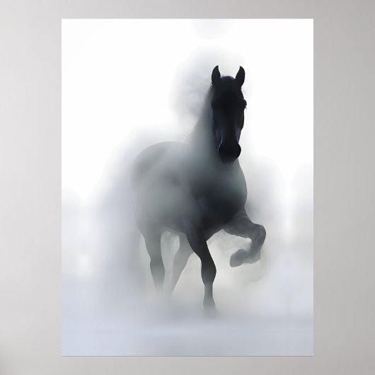Majestätisches Pferd im Nebel – Minimalistisches A Poster (Vorne)
