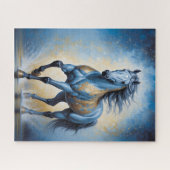 majestätisches Pferd in Blau und Gold Puzzle (Horizontal)