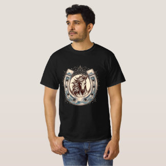 Majestätisches Pferd in einem Glückshufeisen T-Shirt