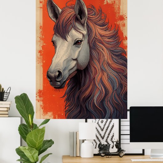Majestätisches Pferdeportrait-Kunstposter | Fließe Poster (Heimbüro)