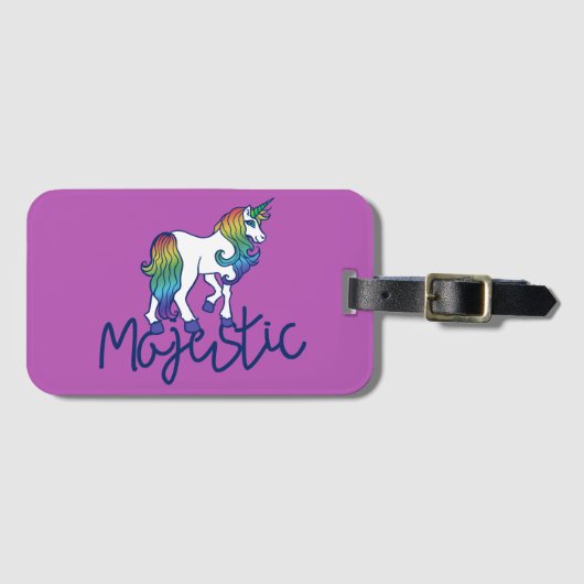Majestätisches Retro-Regenbogen-Einhorn Gepäckanhänger (Vorderseite (Horizontal))