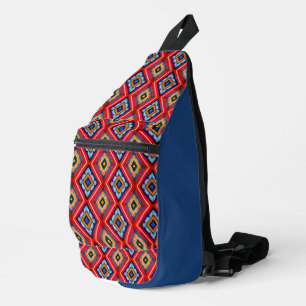 Majestätisches Rot-Blau-Intrigen-Diamantmuster  Crossbody Bag