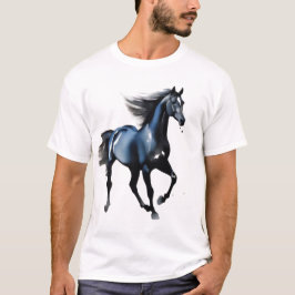 Majestätisches schwarzes Hengst-Galopp-Herren-Graf T-Shirt