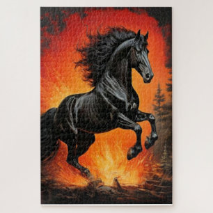 Majestätisches schwarzes Pferd Puzzle