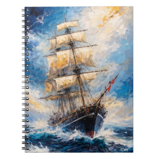 Majestätisches Tall Ship auf See – Impressionistis Notizblock (Vorderseite)