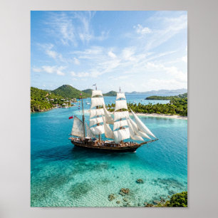 Majestätisches Tall Ship-Segeln kristallklares Tür Poster