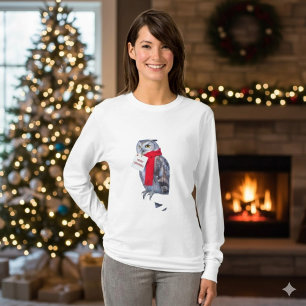 Majestätisches Weihnachts-Eule Schnee-Winter-T-Shi T-Shirt