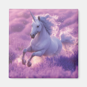 Majestätisches weißes Einhorn galoppiert durch Lav Magnet