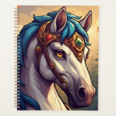 Majestätisches Weißes Pferd mit goldenem Schmuck Planer (Vorderseite)