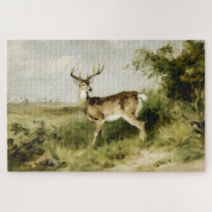 Majestätisches Weißwedelhirsch-Ölgemälde Landschaf Puzzle