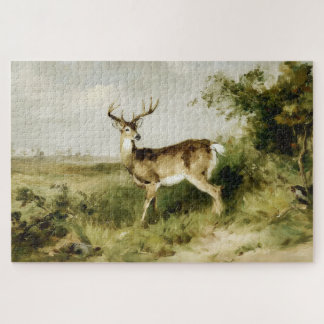 Majestätisches Weißwedelhirsch-Ölgemälde Landschaf Puzzle