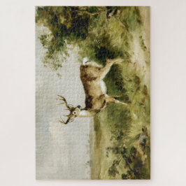 Majestätisches Weißwedelhirsch-Ölgemälde Landschaf Puzzle