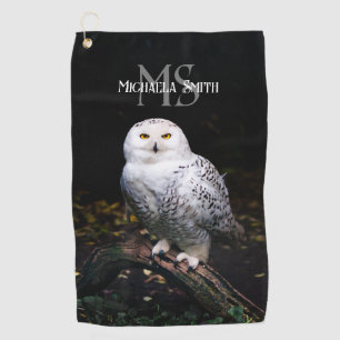 Majestätisches Winter-Schneeeulen-Monogramm mit in Golfhandtuch