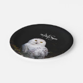 Majestätisches Winter-Schneeeulen-Monogramm mit in Pappteller (Schrägansicht)