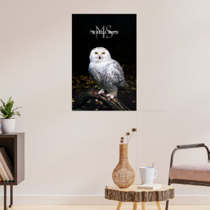 Majestätisches Winter-Schneeeulen-Monogramm mit in Poster