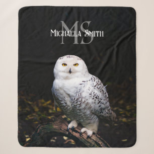 Majestätisches Winter-Schneeeulen-Monogramm mit in Sherpadecke