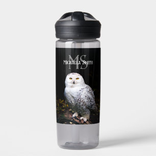 Majestätisches Winter-Schneeeulen-Monogramm mit in Trinkflasche