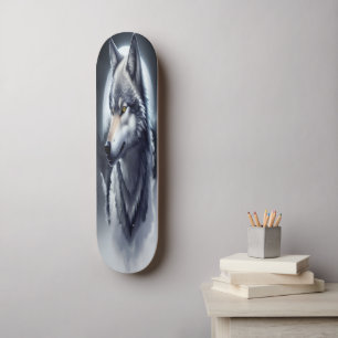Majestätisches Wolf Skateboard - Digitale Kunst De