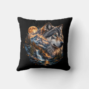 Majestätisches Wolf Vollmond-Wilderness-Wurfkissen Kissen