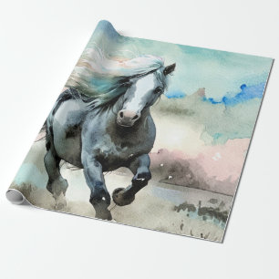 Majestätisches Zugpferd Aquarell Geschenkpapier