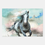 Majestätisches Zugpferd Aquarell Geschenkpapier Set (Vorderseite 3)