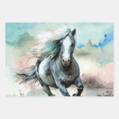 Majestätisches Zugpferd Aquarell Geschenkpapier Set (Vorderseite 2)