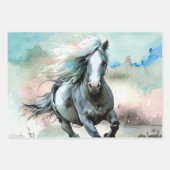 Majestätisches Zugpferd Aquarell Geschenkpapier Set (Vorderseite)
