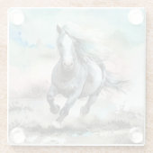Majestätisches Zugpferd Aquarell Glasuntersetzer (Rückseite)