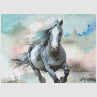 Majestätisches Zugpferd Aquarell Seidenpapier
