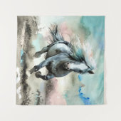 Majestätisches Zugpferd Aquarell  Wandteppich (Vorderseite (Horizontal))