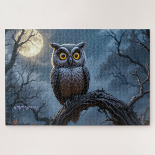 Majestätliche Virginia-Uhu unter Vollmond Puzzle