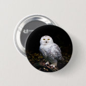 Majestätliche Winter-Schneeeule Button (Vorne & Hinten)