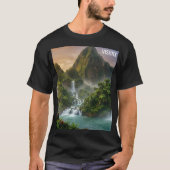 Majestetischer Fantasy-Wald und Wasserfall-Ästheti T-Shirt (Vorderseite)