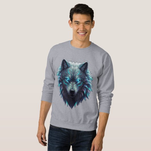 Majestic 3D Wolf Graphic T-Shirt - Cyberpunk Fores Sweatshirt (Vorne ganz)