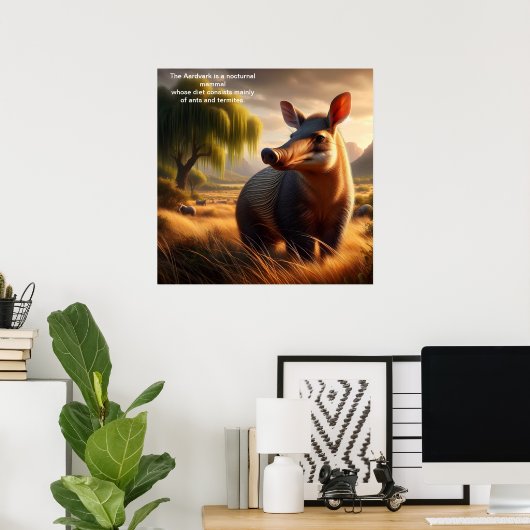 Majestic Aardvark in Serene Field Poster (Heimbüro)