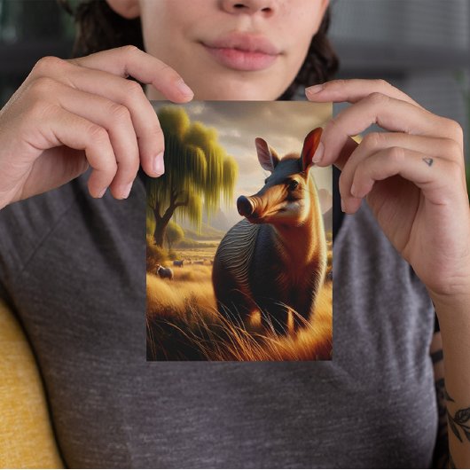 Majestic Aardvark in Serene Field Postkarte