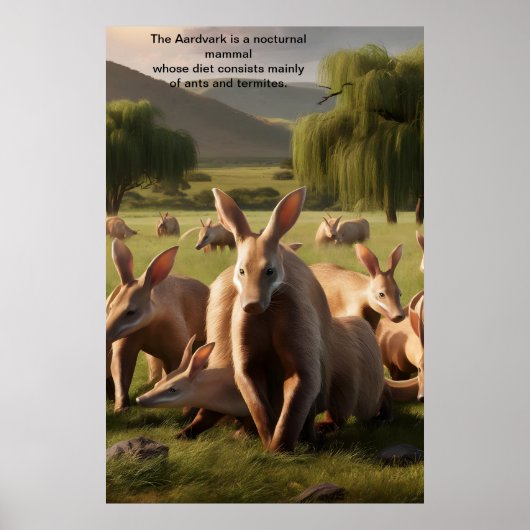 Majestic Aardvark Roaming Green Landschaft Poster (Vorne)