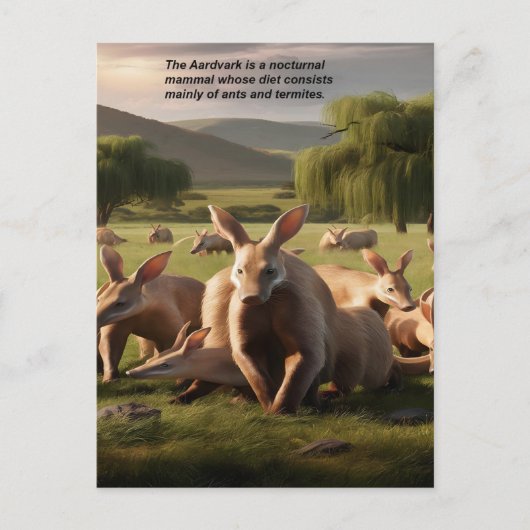 Majestic Aardvark Roaming Green Landschaft Postkarte (Vorderseite)