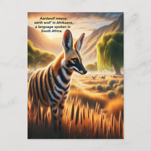 Majestic Aardwolf in Serene Field Postkarte (Vorderseite)