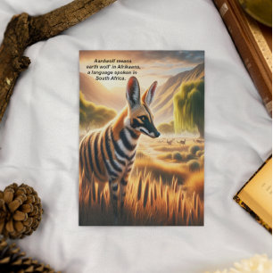 Majestic Aardwolf in Serene Field Postkarte