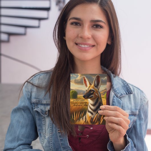 Majestic Aardwolf Posing in Meadow Postkarte