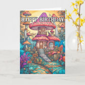 Majestic Abstrakt Mushroom Hut Illustration Karte (Gelbe Blume)